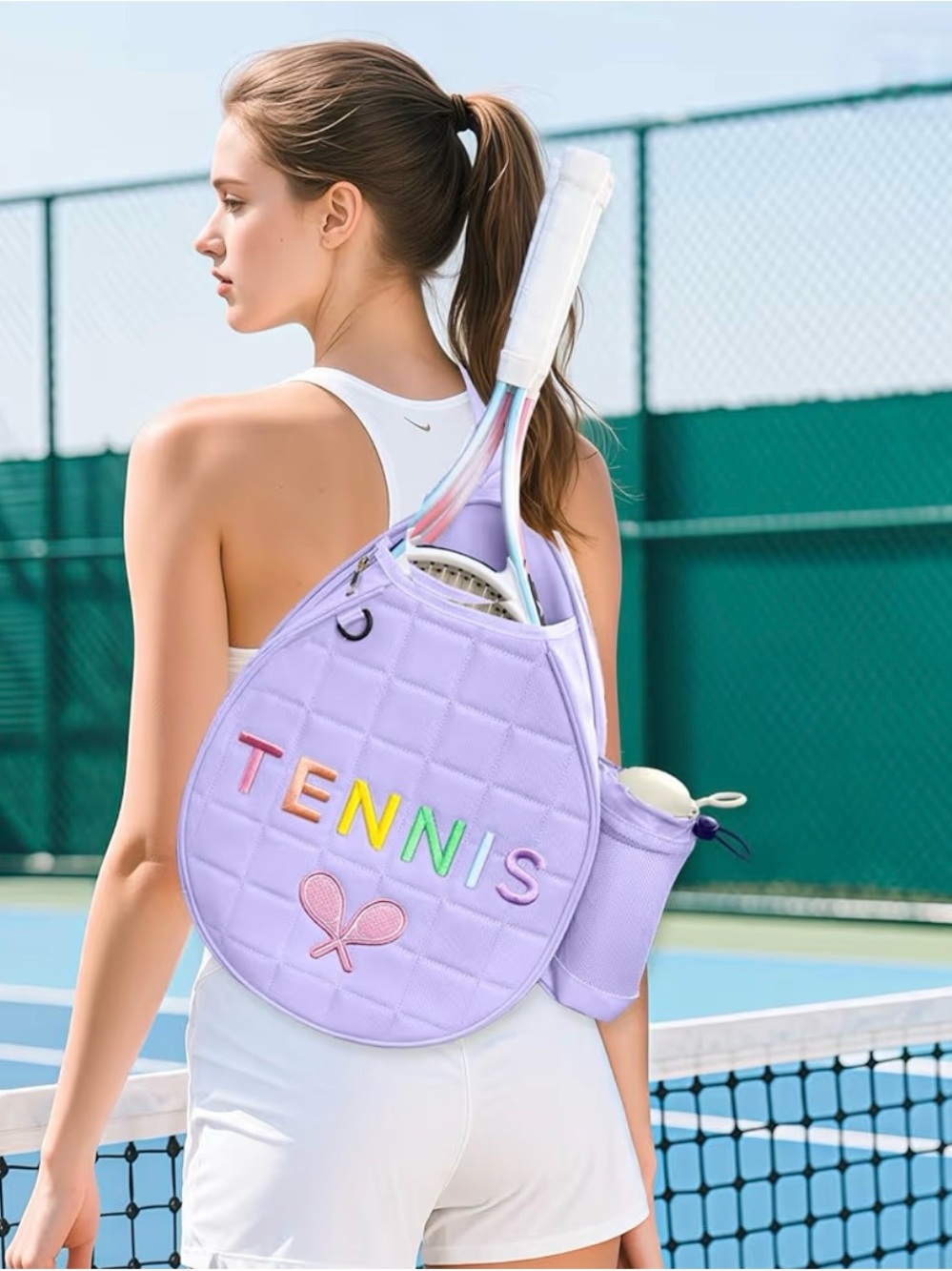 Lavender Tennis Racket Backpack - Picture 4 of 6
